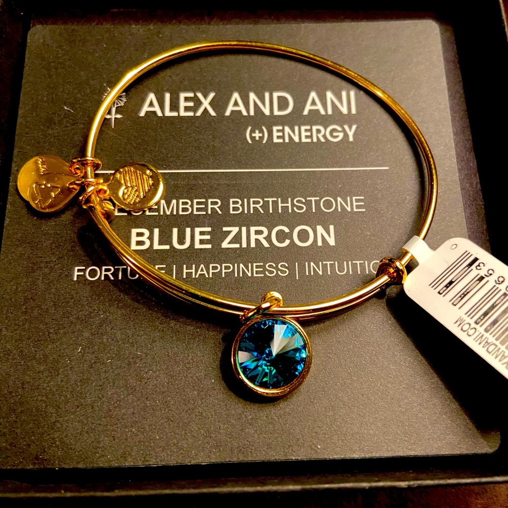 NIB ALEX & ANI December Birthstone Blue Zircon Bracelet Gold